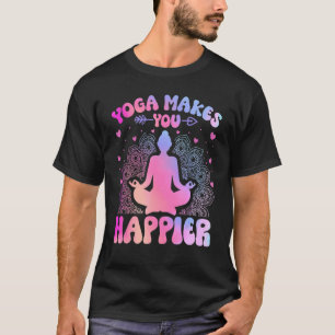 Yoga Maakt Je Gelukkiger Waterverf Zen Yoga Medita T-shirt