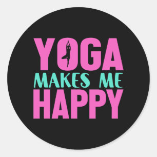 Yoga maakt me gelukkig T-Shirt Ronde Sticker