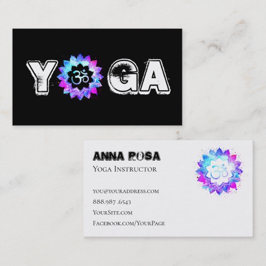 *~* Yoga Mandala Leraar Instructeur Lotus OM Visitekaartje (Voorkant / Achterkant)