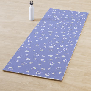 Yoga Mat Blauwe Ruimte Doodle Sterren Planeten