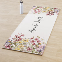 Yoga Mat Floral Gepersonaliseerd naam Wild Flowers