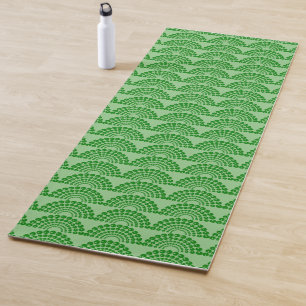 Yoga Mat - Green Fan Shape Tiled