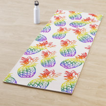 Yoga Mat met een levendige regenboog ananas