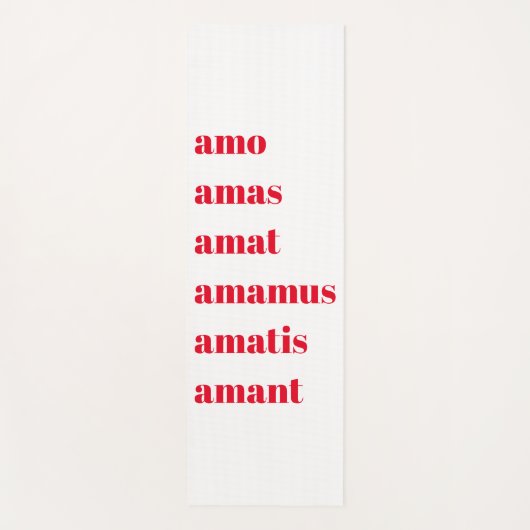 Yoga Mat met typografie, Amo Amas Latijn (Voorkant)