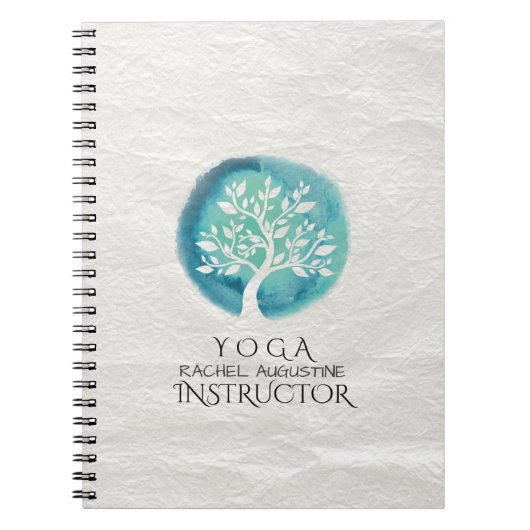 YOGA MEDA-instructeur Elegant Waterverf Tree Notitieboek (Voorkant)