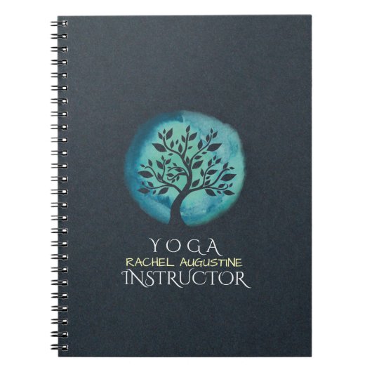 YOGA MEDA-instructeur Elegant Waterverf Tree Notitieboek (Voorkant)