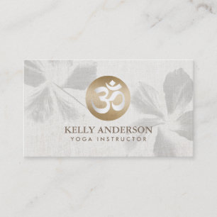 Yoga Mediation Monogram Gold Om Sign Zen Floral Visitekaartje