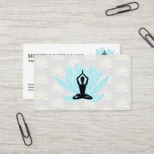Yoga Meditatie Blauw Lotus bloempatroon Visitekaartje