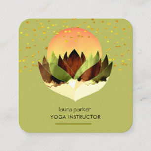 Yoga Meditatie Groene Limoen Lotus Bloemmassage Vierkante Visitekaartje