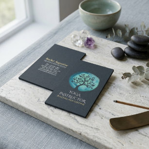 Yoga Meditatie Instructeur Elegante Zwarte Teal Bo Visitekaartje