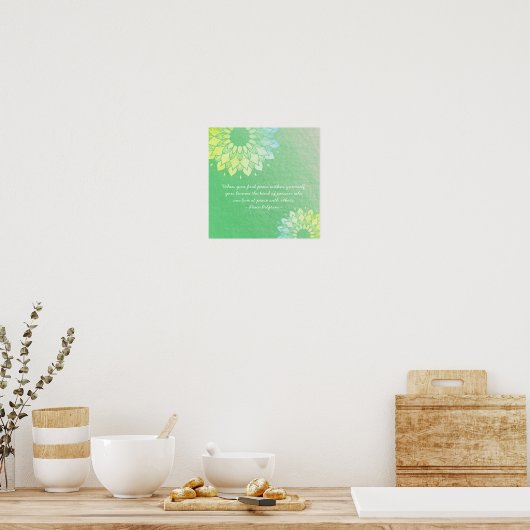 Yoga Meditatie Instructeur Goud Mandala Bloemen Po Poster (Keuken)
