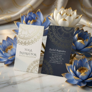 Yoga Meditatie Instructeur Goud Mandala Marineblau Visitekaartje