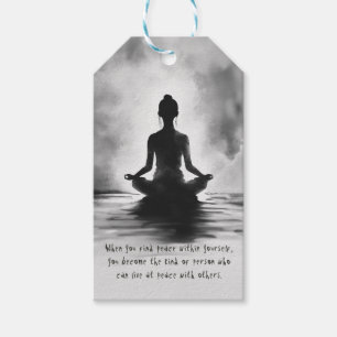 Yoga Meditatie Instructeur Lotus Houden Inkt Schil Cadeaulabel