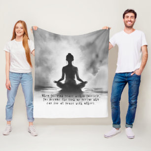 Yoga Meditatie Instructeur Lotus Houden Inkt Schil Fleece Deken