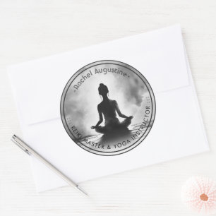 Yoga Meditatie Instructeur Lotus Houden Inkt Schil Ronde Sticker