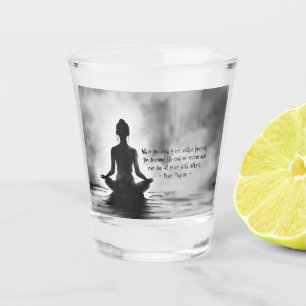 Yoga Meditatie Instructeur Lotus Houden Inkt Schil Shot Glas