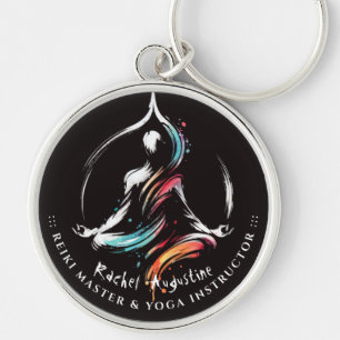 Yoga Meditatie Instructeur Lotus Pose Brush Stroke Sleutelhanger
