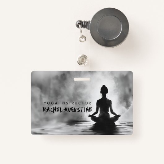 Yoga Meditatie Instructeur Lotus Pose Inkt Schilde Badge (Voorkant met intrekbare)