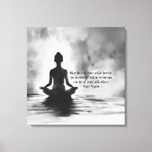 Yoga Meditatie Instructeur Lotus Pose Inkt Schilde Canvas Afdruk (Voorkant)