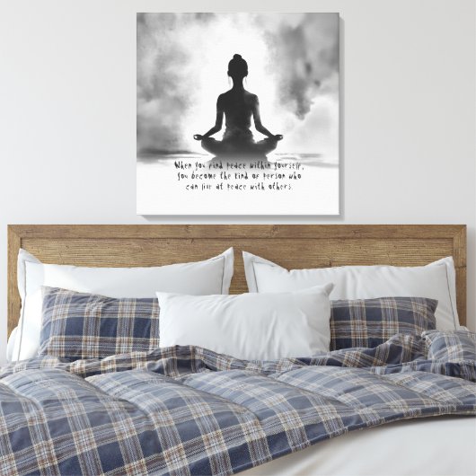 Yoga Meditatie Instructeur Lotus Pose Inkt Schilde Canvas Afdruk (Insitu (Slaapkamer))