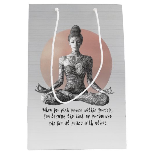 Yoga Meditatie Instructeur Reiki Master Lotus Pose Medium Cadeauzakje (Voorkant)
