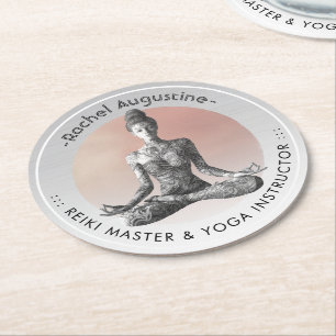 Yoga Meditatie Instructeur Reiki Master Lotus Pose Ronde Kartonnen Onderzetter