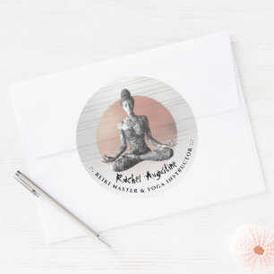 Yoga Meditatie Instructeur Reiki Master Lotus Pose Ronde Sticker