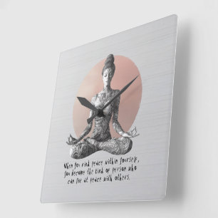 Yoga Meditatie Instructeur Reiki Master Lotus Pose Vierkante Klok