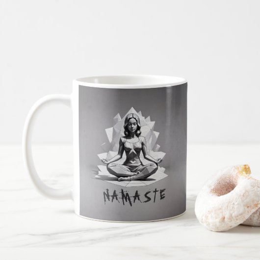 Yoga Meditatie Instructeur Reiki Master Low Poly Koffiemok (Met donut)