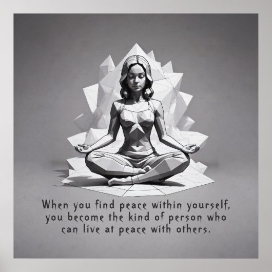 Yoga Meditatie Instructeur Reiki Master Low Poly Poster (Voorkant)