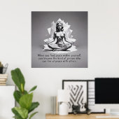 Yoga Meditatie Instructeur Reiki Master Low Poly Poster (Thuiskantoor)