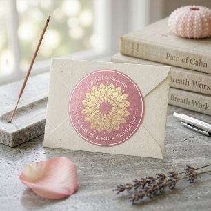 Yoga Meditatie Instructeur Rose Goud Mandala Lotus Ronde Sticker