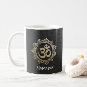 YOGA-Meditatie-instructeur Zwart & Gold OM Mandala Koffiemok