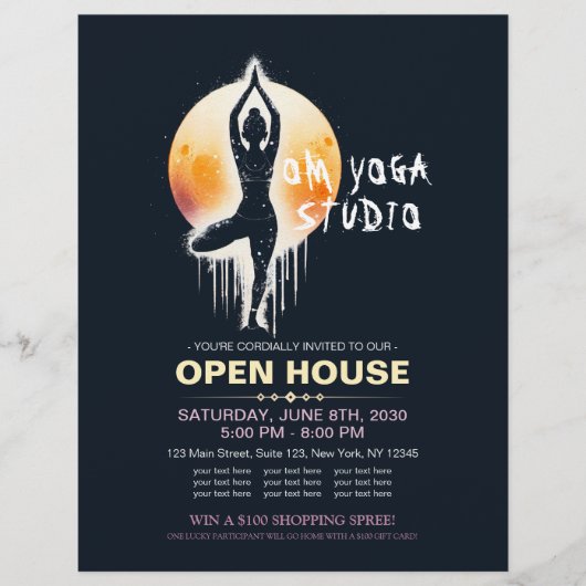 Yoga Meditatie Instructor Tree Pose Volle Maan Flyer (Voorkant)