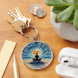 Yoga-meditatie sterrenhemel maan oceaan strand sleutelhanger