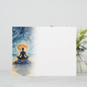 Yoga Meditatie Sterrennacht Hemel Maan Oceaan Stra Briefhoofd