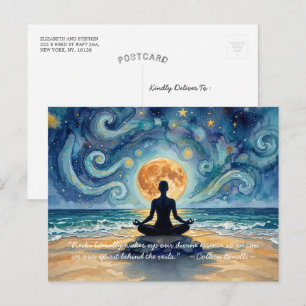 Yoga-meditatie Sterrennacht Lucht Maan Oceaan Cita Briefkaart