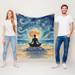 Yoga-meditatie Sterrennacht Lucht Maan Oceaan Quot Fleece Deken