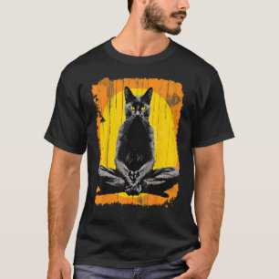 Yoga Meditatie Zwarte Kat T-shirt