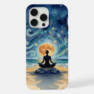 Yoga Méditation Ciel Nocturne Étoilé Lune Plage Oc