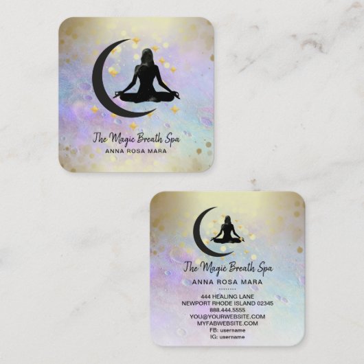 *~* Yoga Meditation Gold Woman Mindfulness - Vierkante Visitekaartje (Voorkant / Achterkant)
