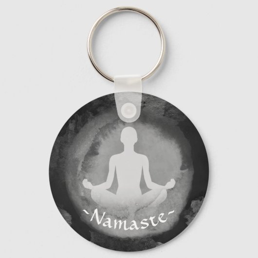 Yoga Meditation Instructeur Sukhasana Pose Zen Sig Sleutelhanger (Voorkant)