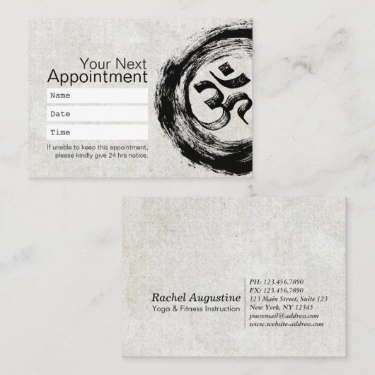 Yoga Meditation Instructor Appointment Om Symbool Afsprakenkaartje (Voorkant / Achterkant)
