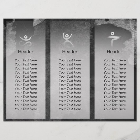 Yoga Meditation Instructor B&W Tree Logo Tri Fold (Achterkant)