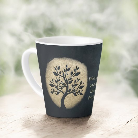 Yoga Meditation Instructor Black Gold Tree Quottes Latte Mok