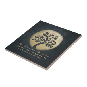 Yoga Meditation Instructor Black Gold Tree Quottes Tegeltje