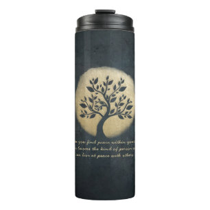 Yoga Meditation Instructor Black Gold Tree Quottes Thermosbeker