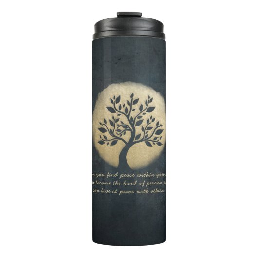 Yoga Meditation Instructor Black Gold Tree Quottes Thermosbeker (Voorkant)