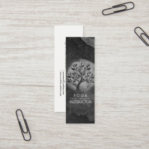 Yoga Meditation Instructor Black & White Tree Logo Mini Visitekaartje