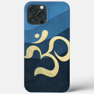 Yoga Meditation Instructor Blue and Gold OM-symboo iPhone 13 Pro Max Hoesje